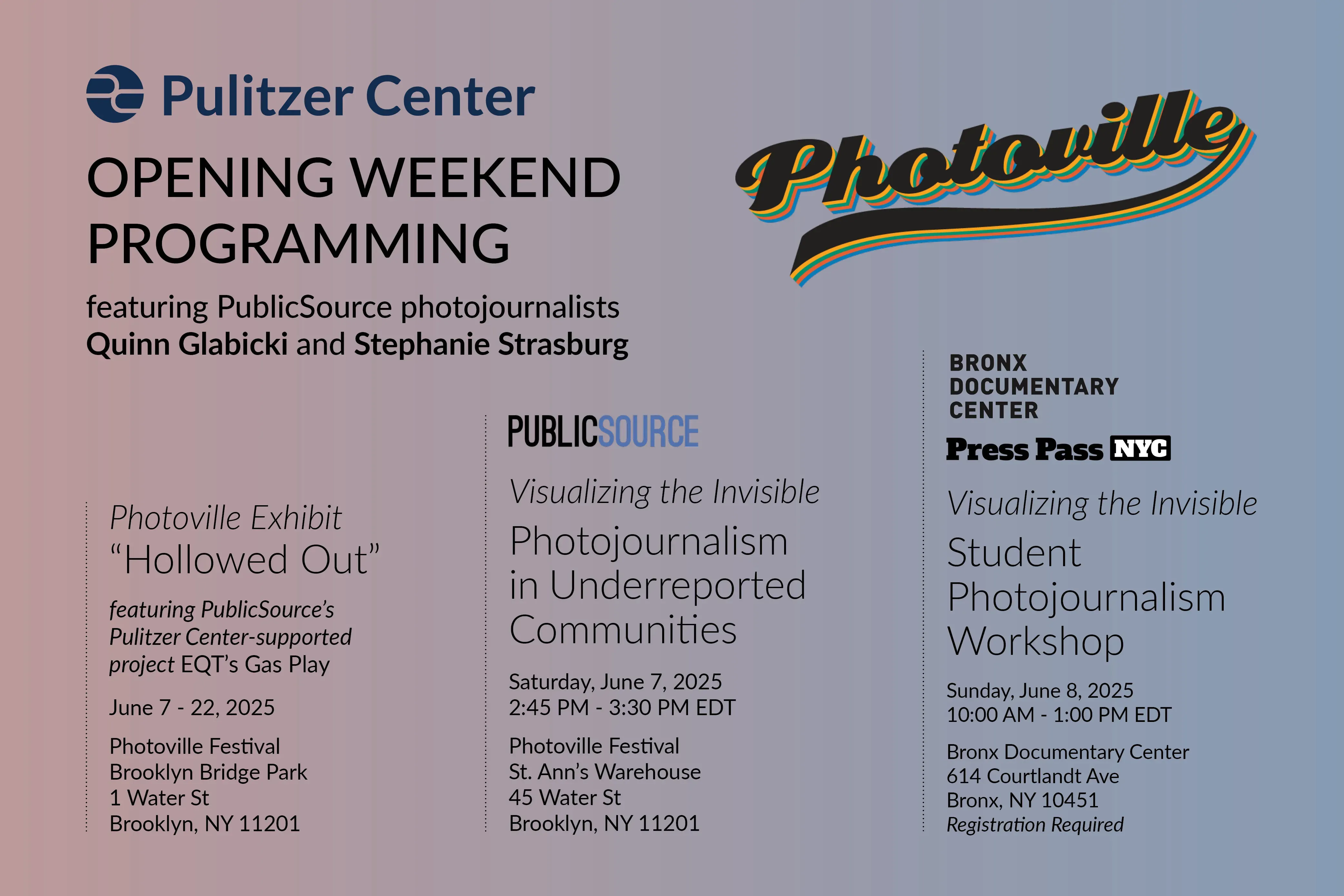 Pulitzer Center at Photoville 2025 events poster